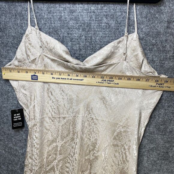 Express Slip Dress Women XL Cream Damask Satin Spaghetti Strap Adjustable - Picture 11 of 15
